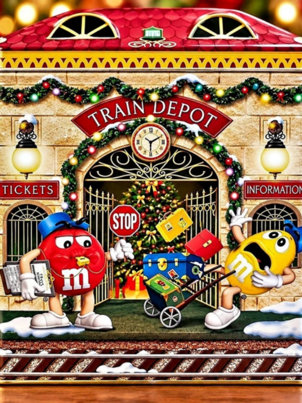 M&M's Christmas Village Series Train Depot Number 13 Canister Train Depot Number